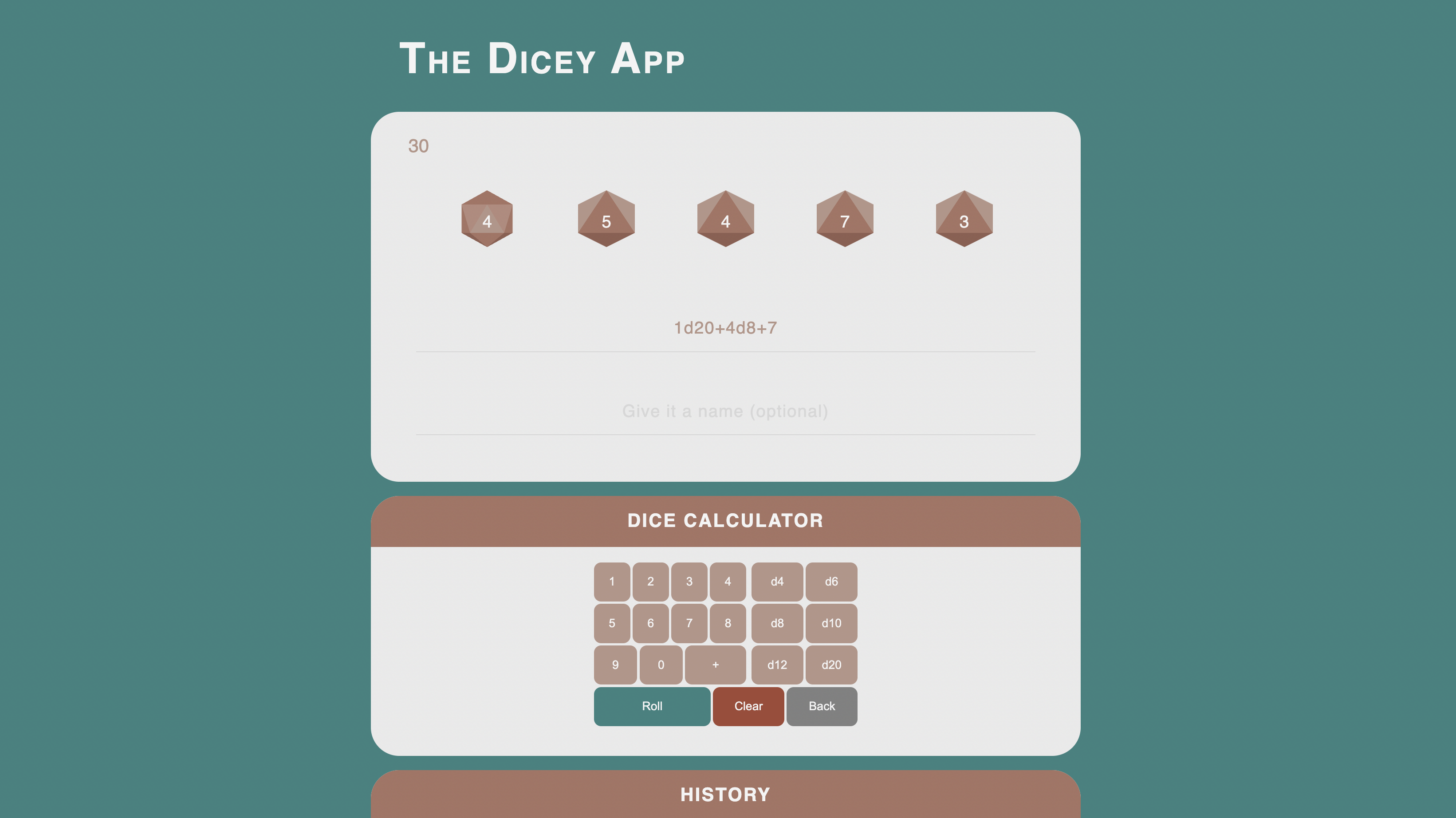 dice rolling app screenshot